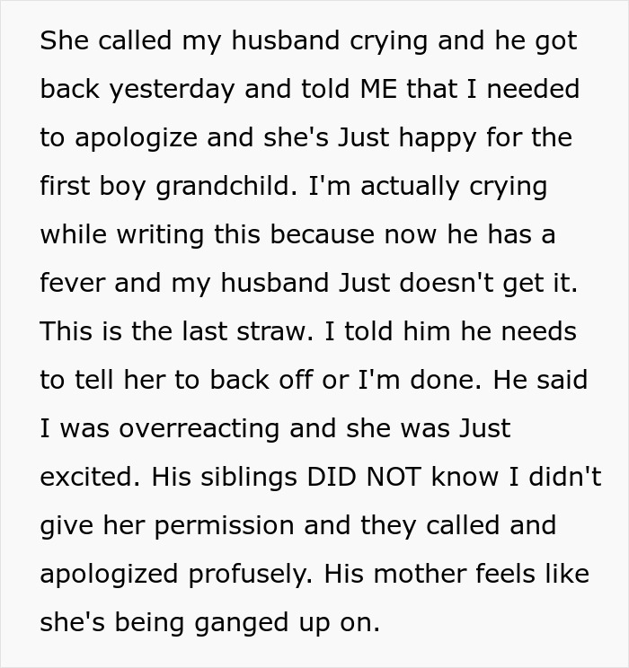 "MIL Ignored My Wishes And Got My 3-Week-Old Sick And Now I'm Leaving My Husband"