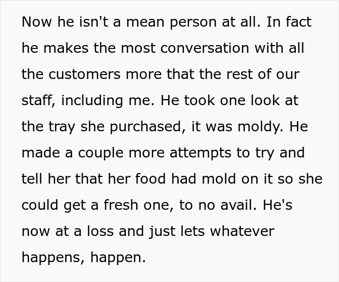 “You Can Just Eat It, Then”: Karen Eats Moldy Veggies After Refusing To Acknowledge A Worker “You Can Just Eat It, Then”: Karen Eats Moldy Veggies After Refusing To Acknowledge A Worker