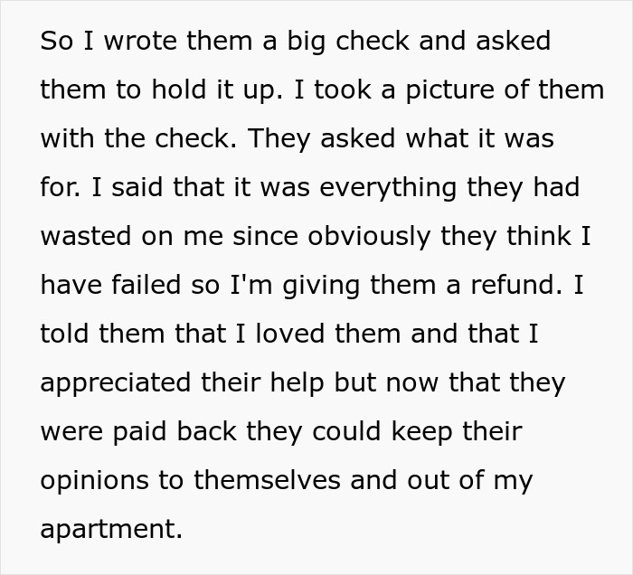 Person Writes A Check As A Refund For What Their Parents 'Wasted' On Them, Then Kicks Them Out