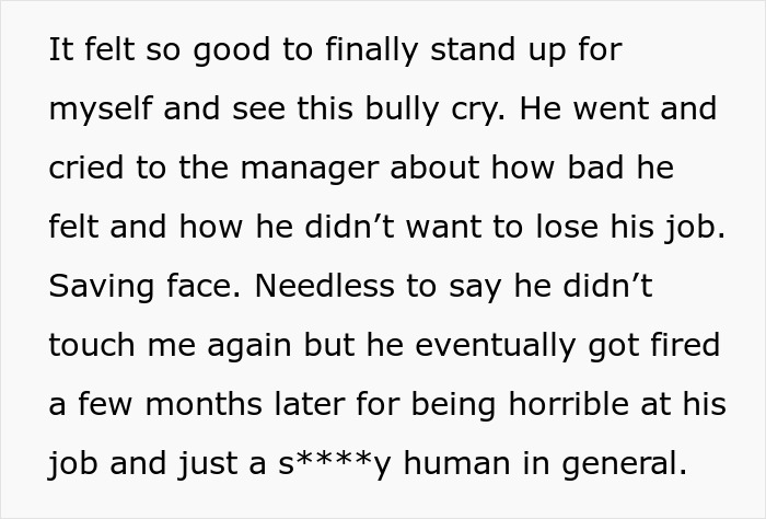 Person Keeps Getting Bullied At Work, Makes The Bully Cry When They Stand Up For Themselves