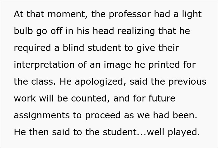 Blind Student Follows Professor’s Rules And Turns In A Black Piece Of Paper: “Well Played”