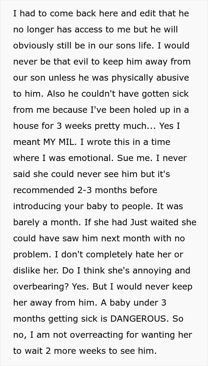 "MIL Ignored My Wishes And Got My 3-Week-Old Sick And Now I'm Leaving My Husband"