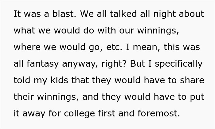 “AITA For Spending My Son’s Lottery Winnings Money?” “AITA For Spending My Son’s Lottery Winnings Money?”