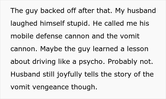 Pregnant Woman Gets Carsick Just As An Aggressive Driver Pulls Up Next To Her Window Pregnant Woman Gets Carsick Just As An Aggressive Driver Pulls Up Next To Her Window