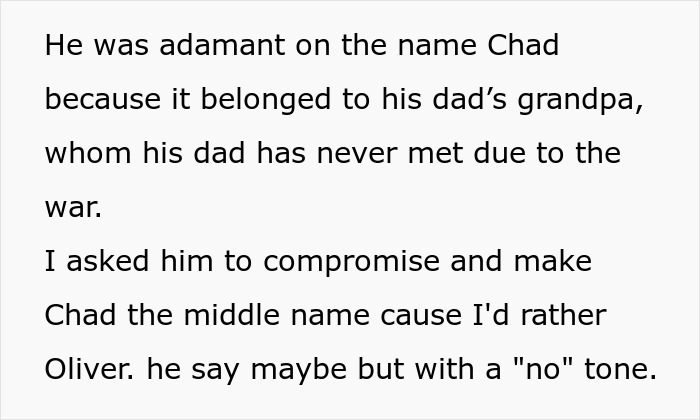 Dad Chooses Baby's Name Saying It's Meaningful To Him, Mom Can't Bring Herself To Say It Out Loud 
