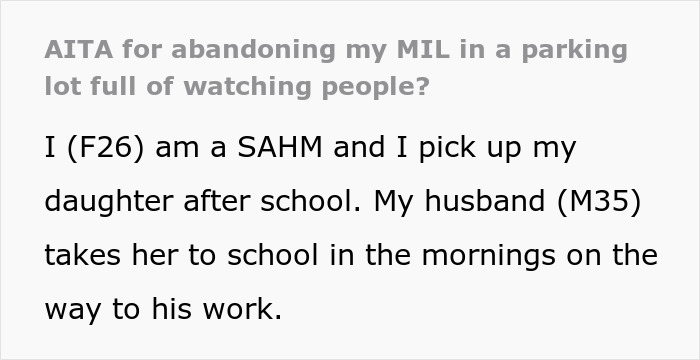 Woman Refuses To Downplay Her Boundary And Leaves MIL In A Parking Lot, Asks If She Was Wrong Woman Refuses To Downplay Her Boundary And Leaves MIL In A Parking Lot, Asks If She Was Wrong