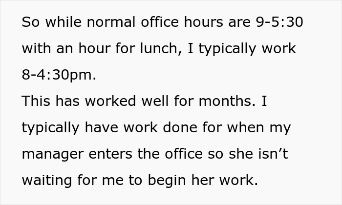 New Manager Doesn't Understand Flexible Work Schedules, Regrets Her Actions