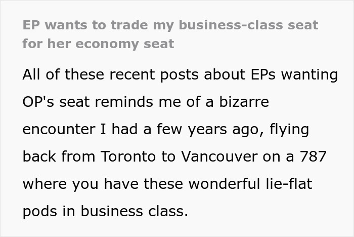 Karen Throws A Fit In Business Class After Flier Refuses To Swap A Pod With Economy Middle Seat