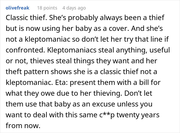 SIL Uses Her Baby As A Shield, Keeps Stealing This Woman's Stuff, Regrets It Dearly SIL Uses Her Baby As A Shield, Keeps Stealing This Woman's Stuff, Regrets It Dearly