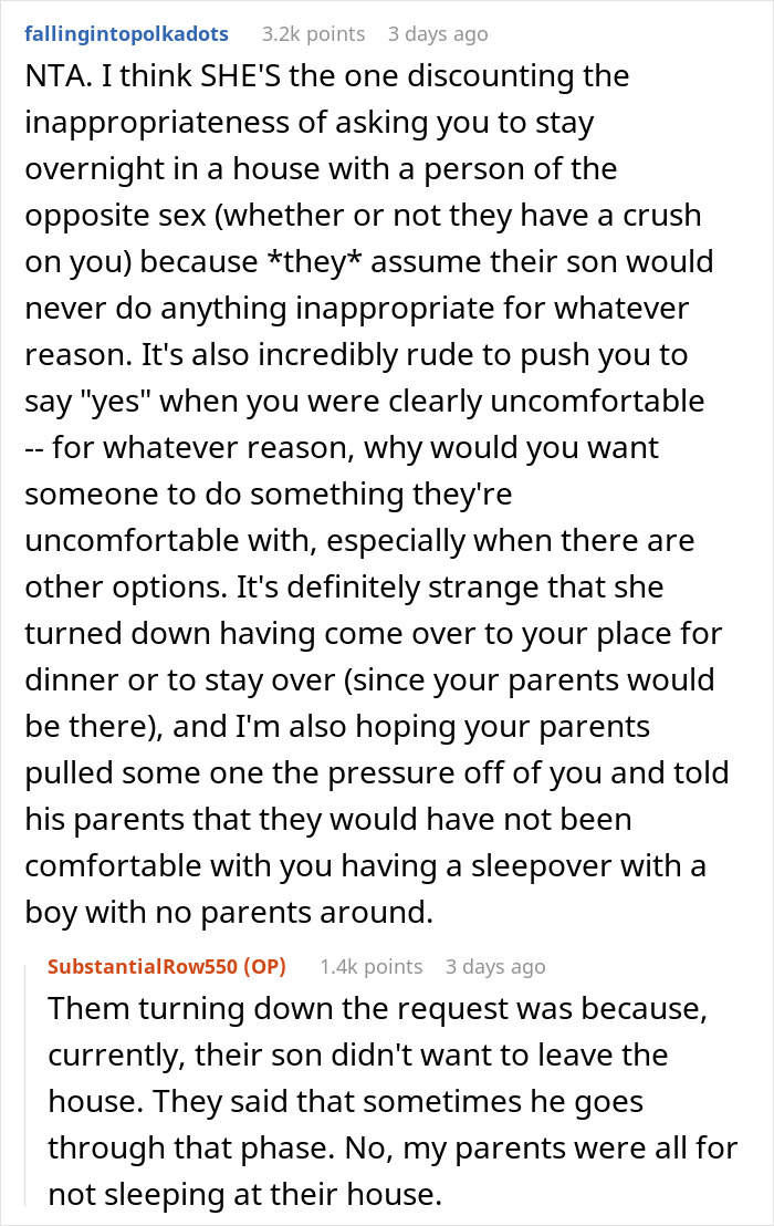Woman Is Incredibly Enraged After 18 Y.O. Girl Refuses To Sleep Over With Her Son Of Same Age Woman Is Incredibly Enraged After 18 Y.O. Girl Refuses To Sleep Over With Her Son Of Same Age