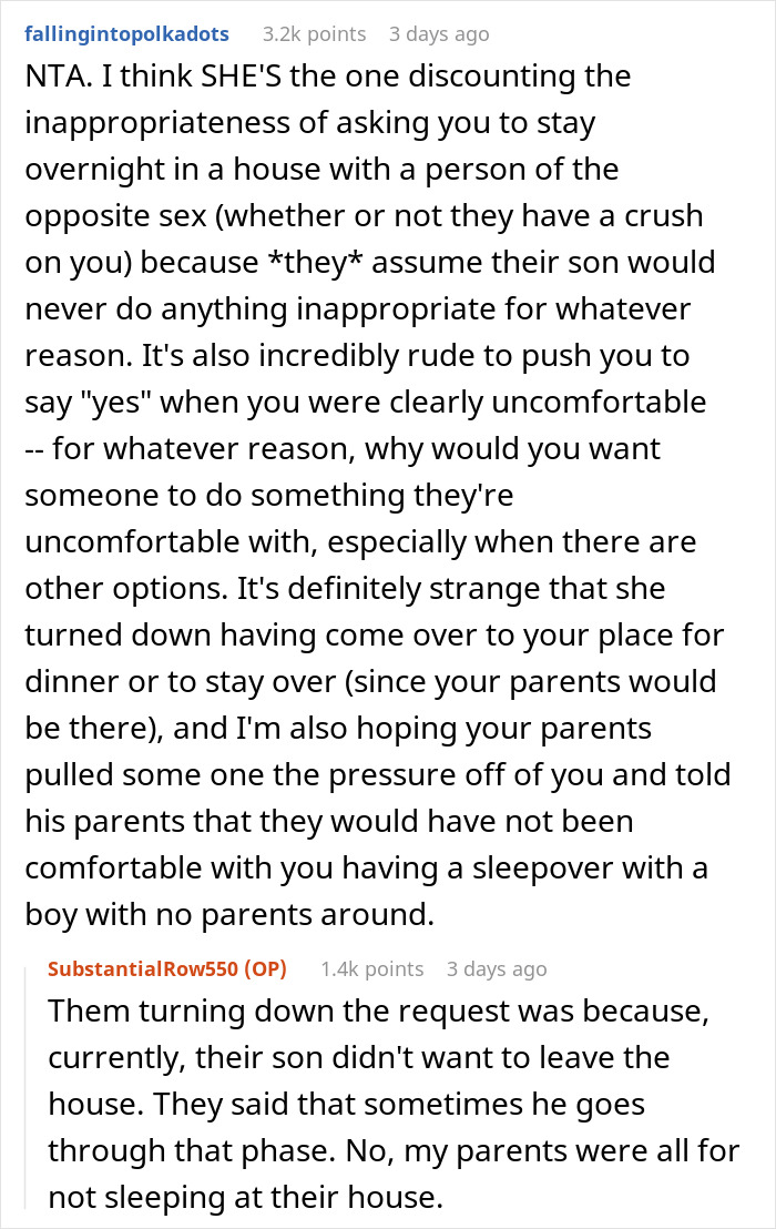 Woman Is Incredibly Enraged After 18 Y.O. Girl Refuses To Sleep Over With Her Son Of Same Age