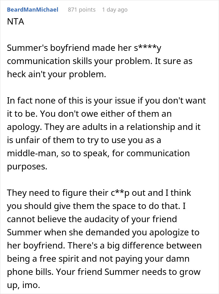 Woman Says She Won’t Apologize To Friend’s BF For Losing Her Cool After His 51st Call To Her