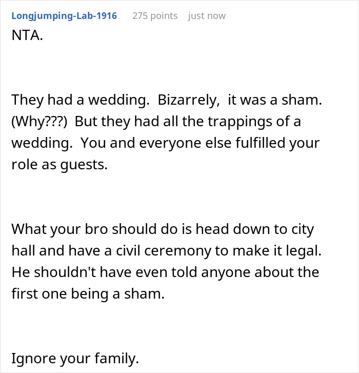 Person Gets Invited To Brother’s 2nd Wedding, Says No After They Learn Truth About The 1st One