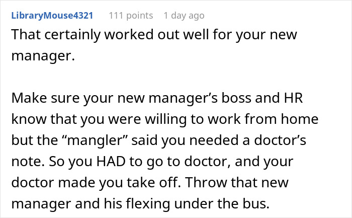 Manager Tells Sick Employee To Come To The Office Unless They Have A Doctor's Note, Regrets It Manager Tells Sick Employee To Come To The Office Unless They Have A Doctor's Note, Regrets It