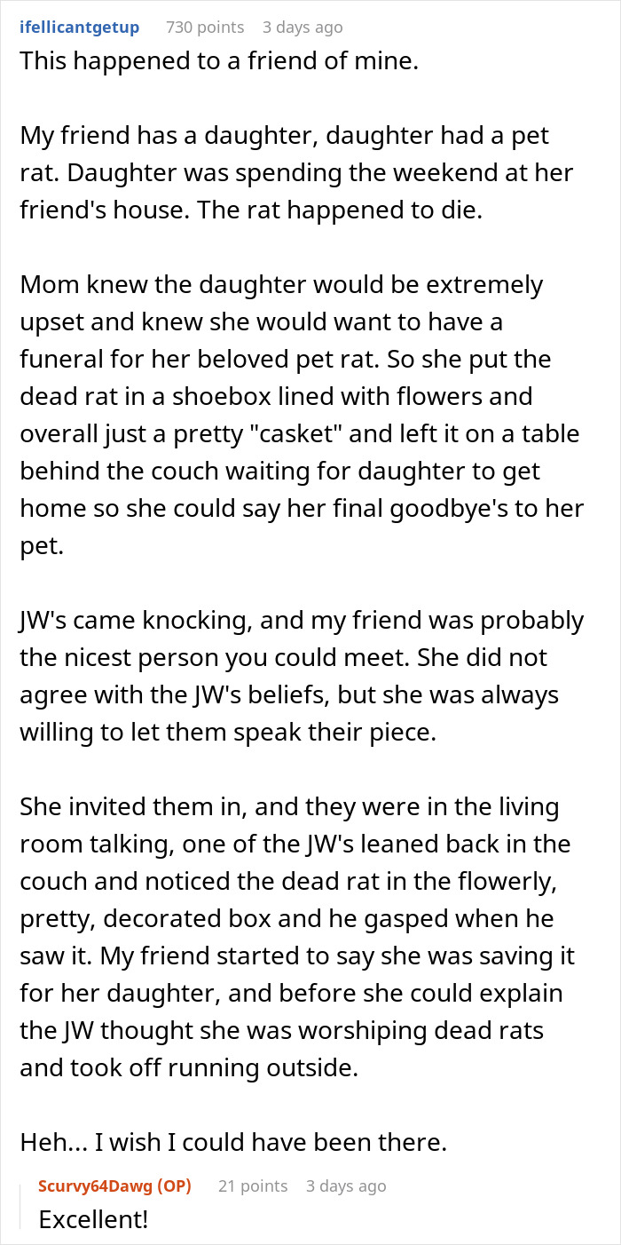 Man Comes Up With A Clever Way To Get Rid Of Jehovah's Witnesses After His Black Cat Comes Up Man Comes Up With A Clever Way To Get Rid Of Jehovah's Witnesses After His Black Cat Comes Up