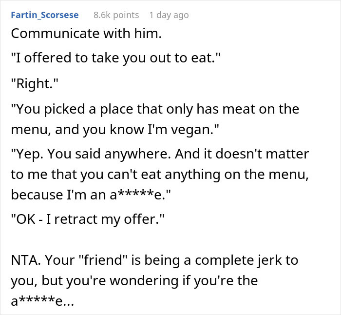 Friend Offers To Pay For Friend's B-Day Dinner, Refuses When They See Where He Chose