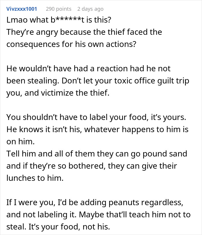 Woman Faces Backlash At Work After A Food Thief With A Severe Allergy Steals Her Lunch Woman Faces Backlash At Work After A Food Thief With A Severe Allergy Steals Her Lunch