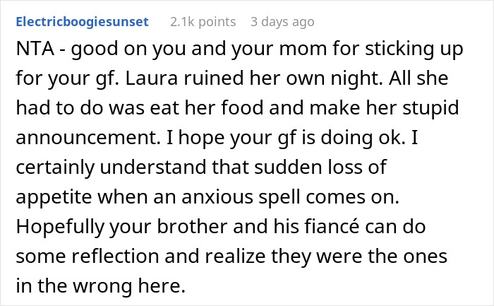 Man Is Done With Future SIL Mocking His GF’s Eating Habits, Asks Her To Leave Family Dinner