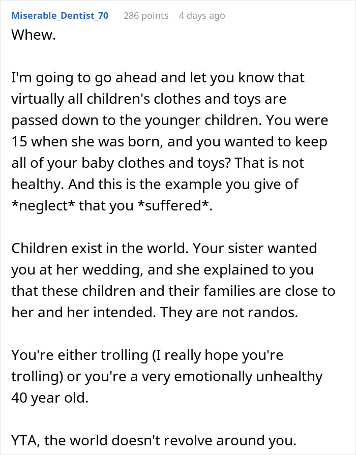 Woman Seeks Support After Being “Uninvited” From Sister’s Wedding, Gets Dragged Instead