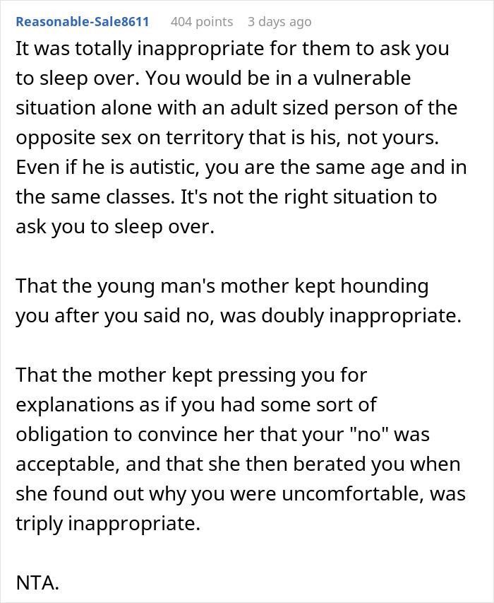 Woman Is Incredibly Enraged After 18 Y.O. Girl Refuses To Sleep Over With Her Son Of Same Age Woman Is Incredibly Enraged After 18 Y.O. Girl Refuses To Sleep Over With Her Son Of Same Age