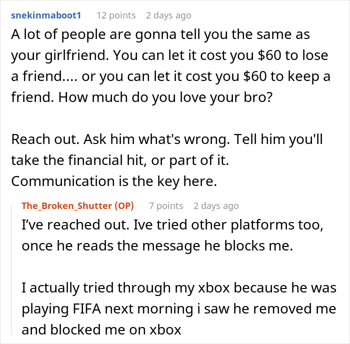 Guy Blocks Best Friend Of 15 Years Over $60 Concert Mishap: “He Was Sorry” Guy Blocks Best Friend Of 15 Years Over $60 Concert Mishap: “He Was Sorry”