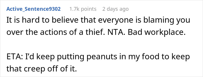 Woman Faces Backlash At Work After A Food Thief With A Severe Allergy Steals Her Lunch Woman Faces Backlash At Work After A Food Thief With A Severe Allergy Steals Her Lunch