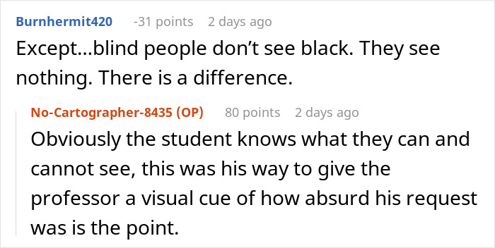 Professor Demands Blind Student To Give An Interpretation Of An Image, They Maliciously Comply Professor Demands Blind Student To Give An Interpretation Of An Image, They Maliciously Comply
