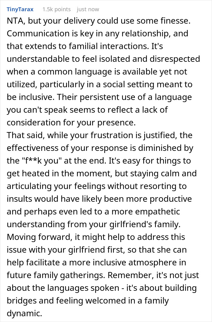 Woman’s Family Keeps Responding To Her BF In A Language That He Doesn’t Understand, He Leaves Dinner Woman’s Family Keeps Responding To Her BF In A Language That He Doesn’t Understand, He Leaves Dinner