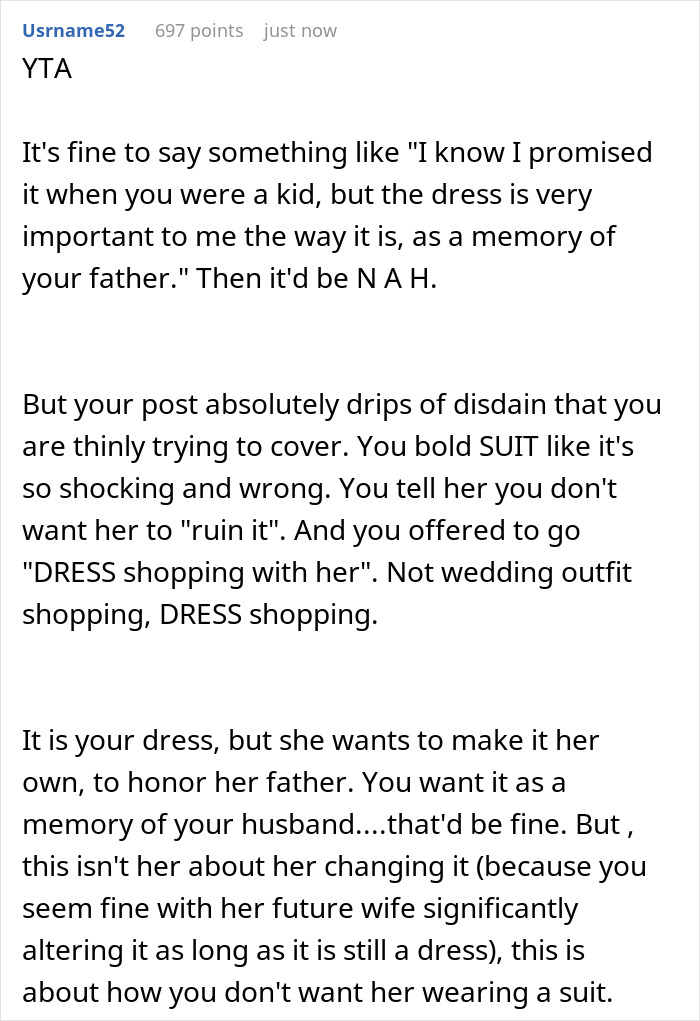 Mom Won't Lend Her Wedding Dress As Promised So That Her Daughter Can Cut It Up
