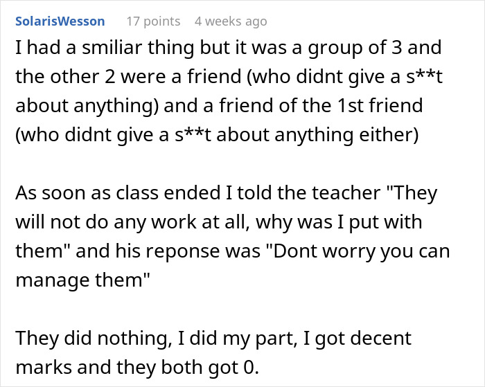 Entitled Kid Thinks He'll Get Away With Doing Nothing On A Group Project, Gets Publicly Embarrassed