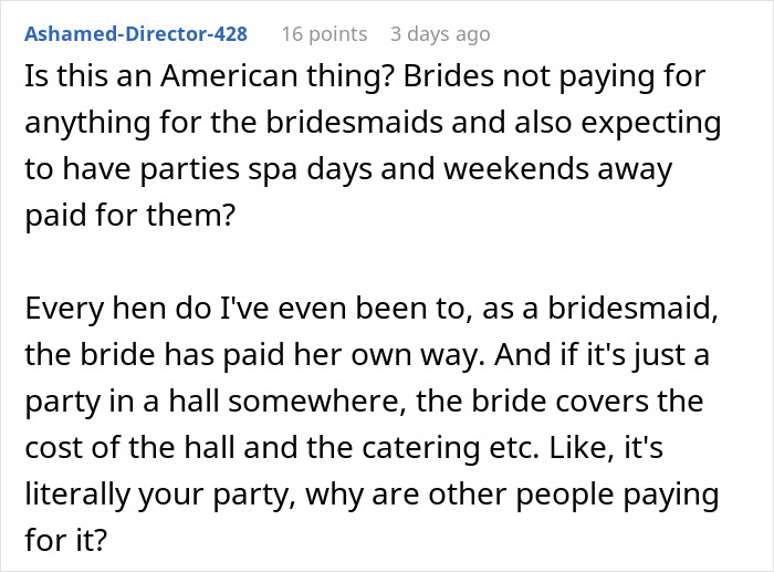“Is It Too Much To Expect A Little Spoiling?”: Bride Upset After Covering Bachelorette Costs “Is It Too Much To Expect A Little Spoiling?”: Bride Upset After Covering Bachelorette Costs