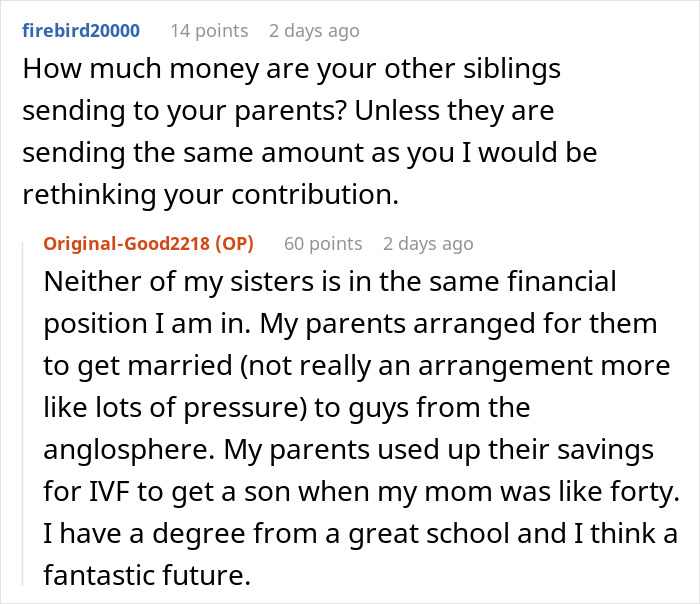 Parents Upset Daughter Cut Their Allowance By $200, The Amount They Kept Transferring To Her Brother Parents Upset Daughter Cut Their Allowance By $200, The Amount They Kept Transferring To Her Brother