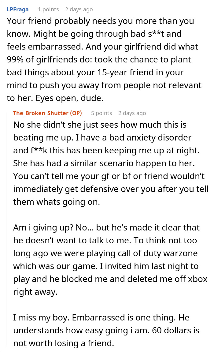 Guy Blocks Best Friend Of 15 Years Over $60 Concert Mishap: “He Was Sorry” Guy Blocks Best Friend Of 15 Years Over $60 Concert Mishap: “He Was Sorry”