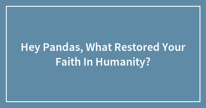 Hey Pandas, What Restored Your Faith In Humanity? (Closed)
