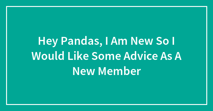 Hey Pandas, I Am New So I Would Like Some Advice As A New Member