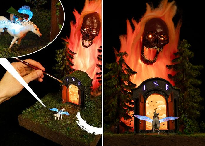 I Made An Epic Fantasy Diorama “The Flaming Gatekeeper”