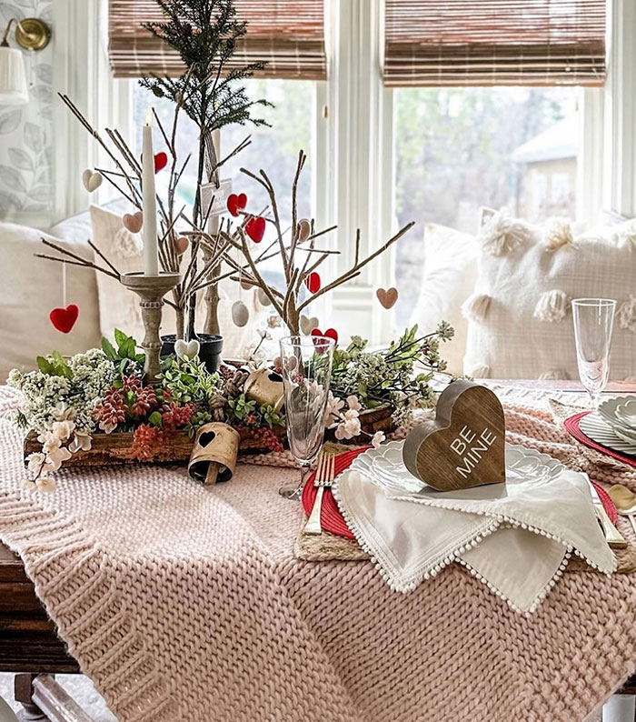 I’ll Be Working On A Valentine's Tablescape This Weekend, With A Bunch Of Friends, And I Might Pull Out These Jute Trees And Felt Ornaments, Again