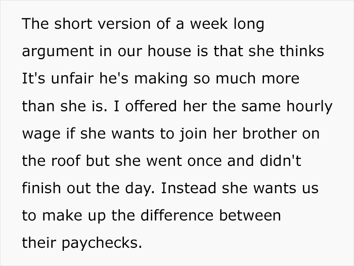 Woman Is Mad Brother Earns $10/h More Than She Does, Wants Parents To Make Up For It