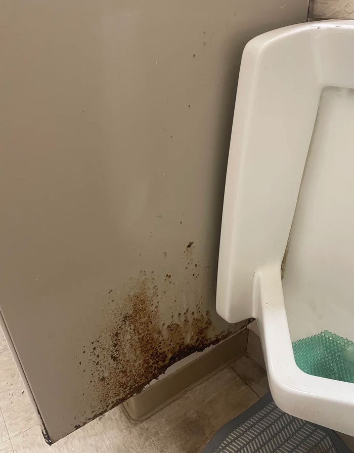 The Urinal Divider In My Work Bathroom Is Rusting Away From Decades Of Piss Splashing/Bad Aim