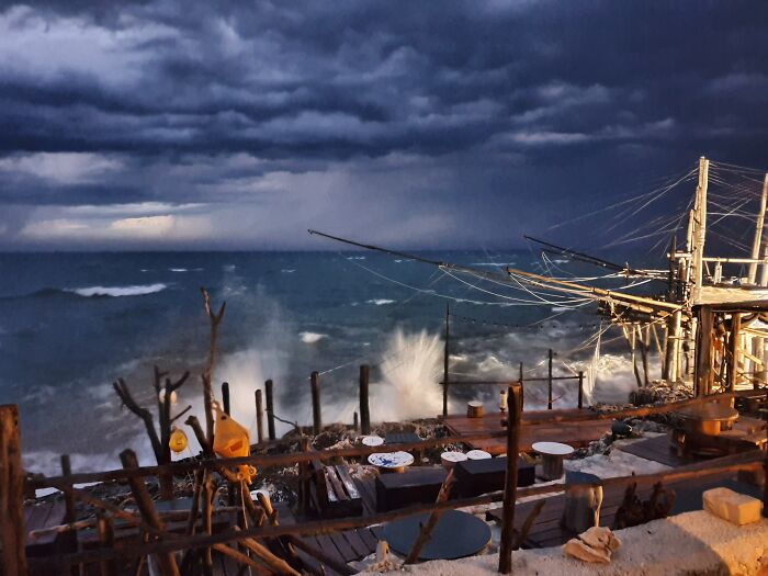 At The Ocean Around 9pm. Worst Storm In 4 Years According To Locals. That Was In San Nicola Near Peschici In Puglia (Ita)
