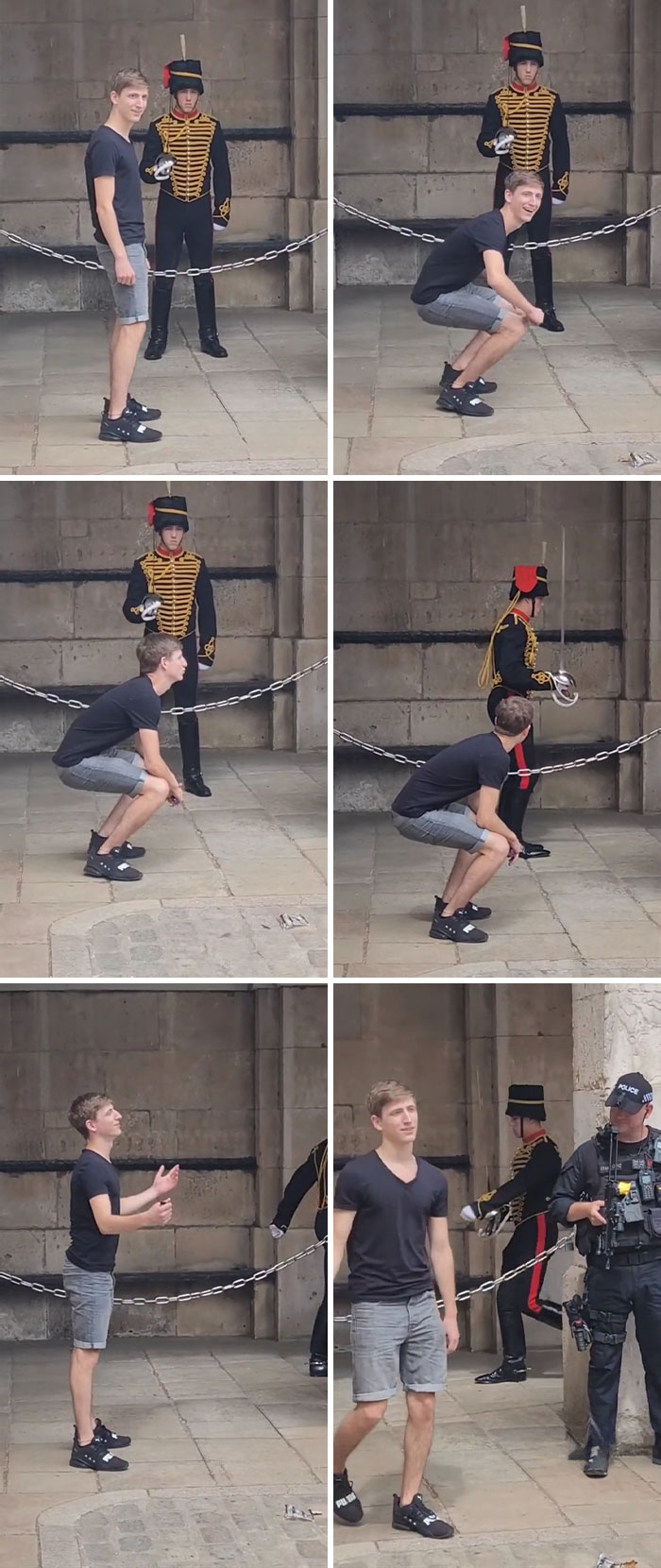 Tourist Told To Stop Being Disrespectful To The Queen's Guard By Armed Police