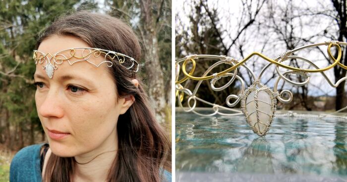 I Made An Elven Crown With Wire And A Moonstone (8 Pics)