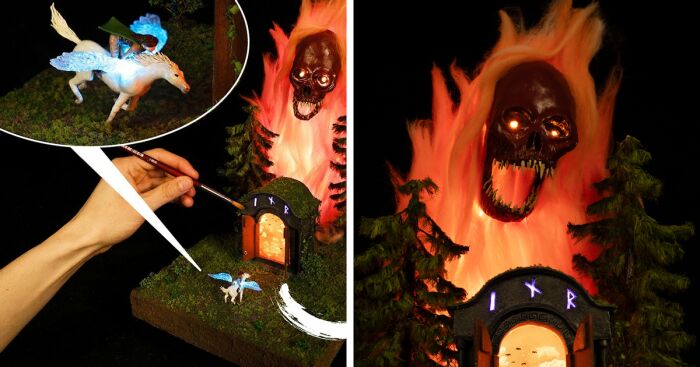 I Made An Epic Fantasy Diorama “The Flaming Gatekeeper”