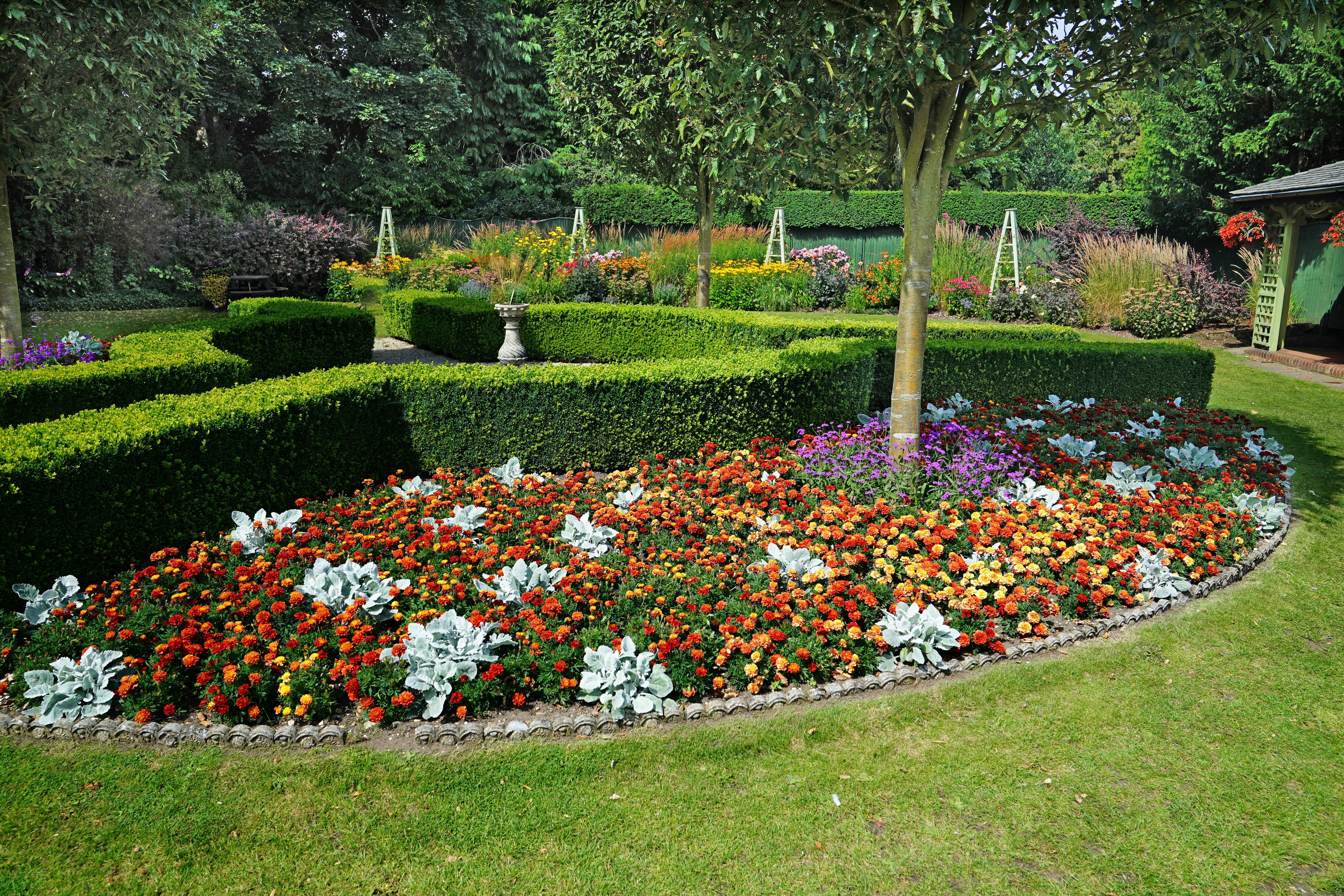 Picture of colorful flower bed with edging