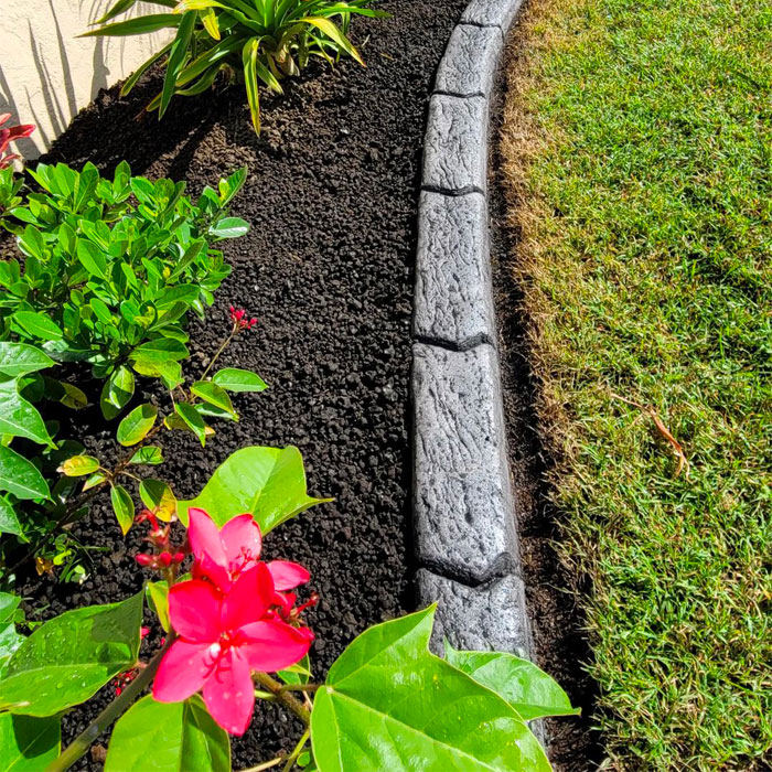 Picture of more concrete curbing with red flowers