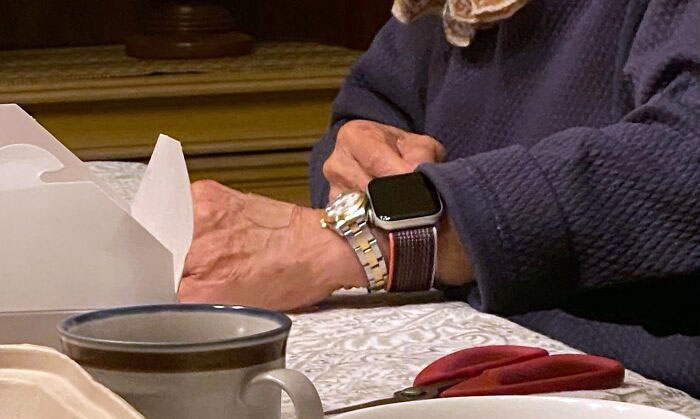 Grandma Got An Apple Watch But Still Insisted On Sporting The Rolex