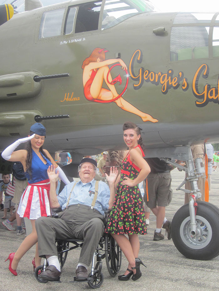 WWII Vet (My Grandpa, George) Reliving The Golden Days With Pin-Up Gals