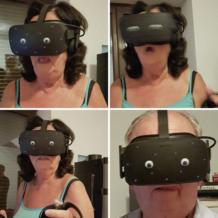 Le puse ojos saltones a mis gafas de realidad virtual y les dejé a mis abuelos probarlas