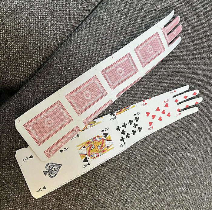 I Ordered Some Cheap Gloves, And The Liner Was Made From Uncut Playing Cards