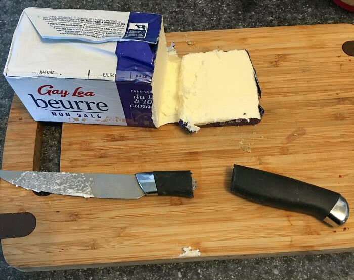 Using A Cheap Walmart Knife I Haven't Used In Years To Cut Cold Butter Is Lots Of Fun